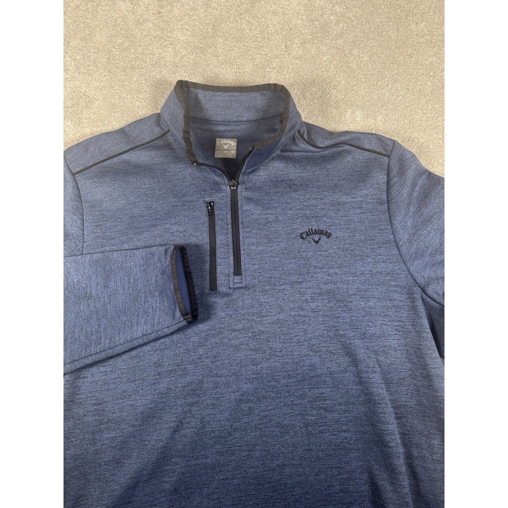 Callaway Quarter Zip Tech Pullover Polyester XL Blue Heather Golf Fleece Lined‎